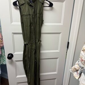 Abercrombie & Fitch Olive Green Sleeveless Utility Jumpsuit